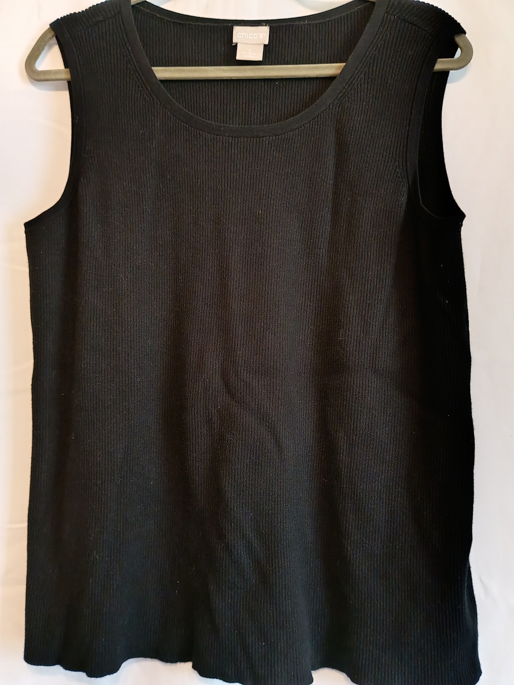 Chico's Black Size 3/Xl Black Ribbed Sleeveless Sweater
